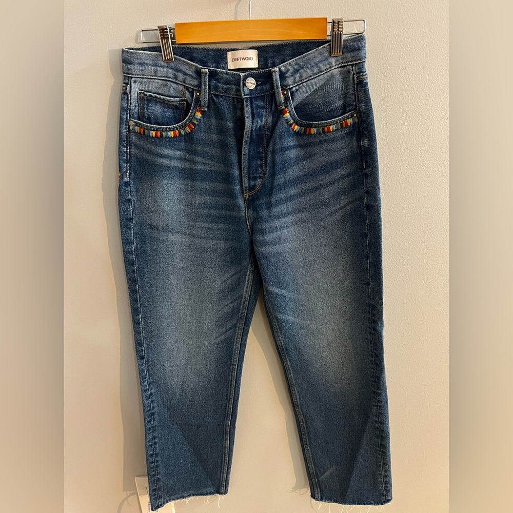 Free People Driftwood embroidered jeans in Excellent condition